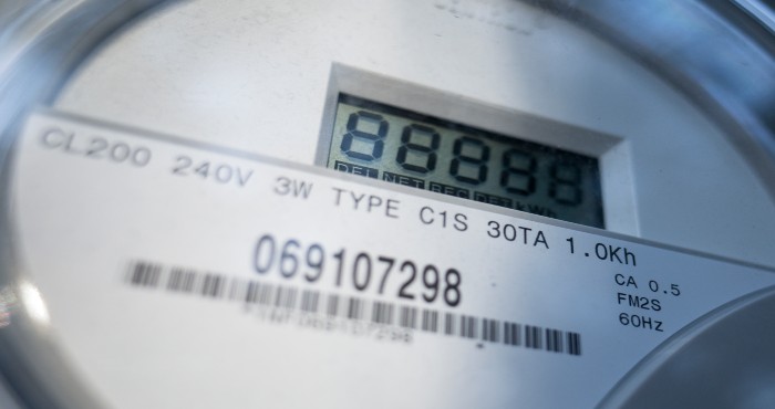 close up of an digital electric meter